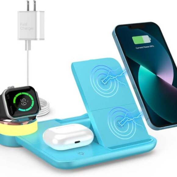 Foldable 4 in 1 fast charging station, 15W Wireless ...refer to description NIB - Picture 1 of 5